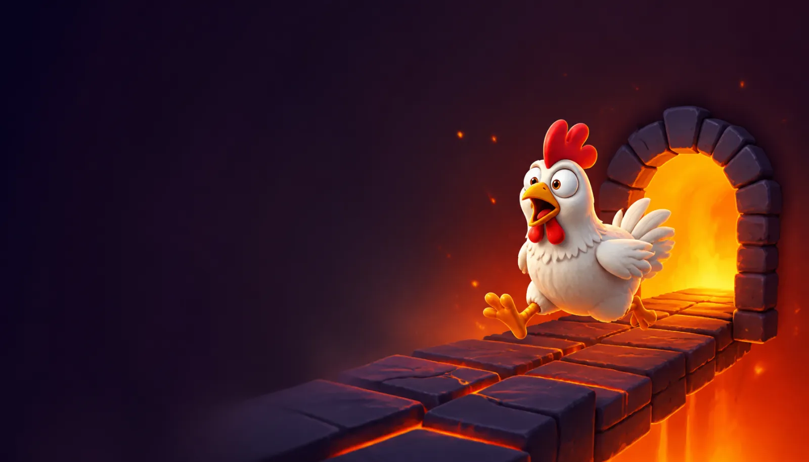Hero banner for Chicken Road with brand-inspired visuals on the right, clean space on the left for text.